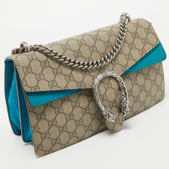 GUCCI Beige/Blue GG Supreme Canvas and Suede Small Dionysus Shoulder Bag - Picture 3 of 8